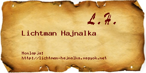 Lichtman Hajnalka névjegykártya